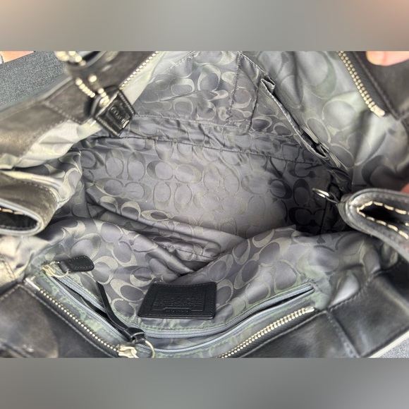 Vintage Coach Weekender Black Leather Tote Bag - Picture 7 of 13